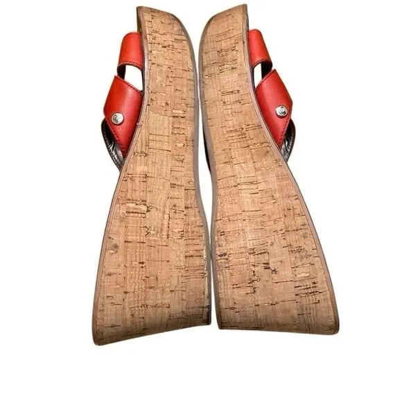 Sam Edelman Women's Reid Leather Cork Platform Sandal, Red, 7.5 M US - Picture 4 of 8